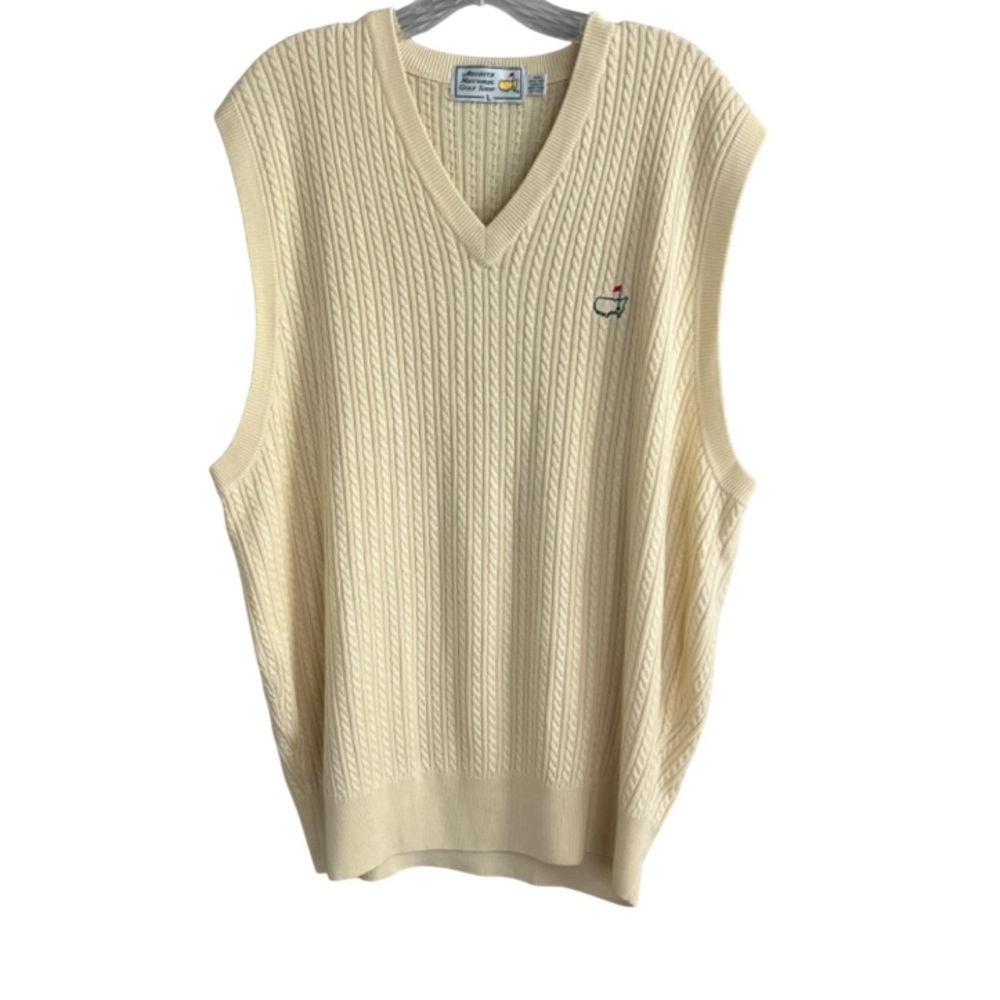Masters Augusta National Golf Shop Spun Silk Yellow Knit Vest Men's Large